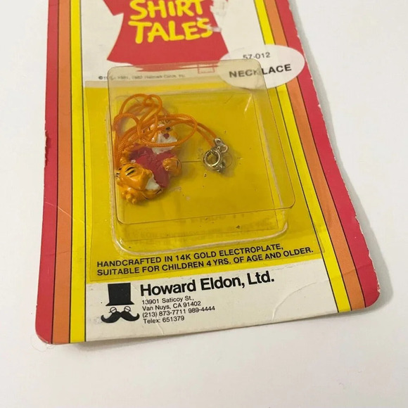 Vintage 1982 Shirt Tales The Tiger Plastic Necklace Hallmark Cards Damaged - Picture 4 of 15